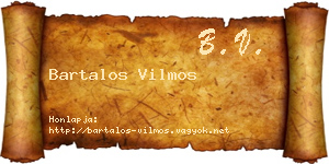 Bartalos Vilmos névjegykártya
